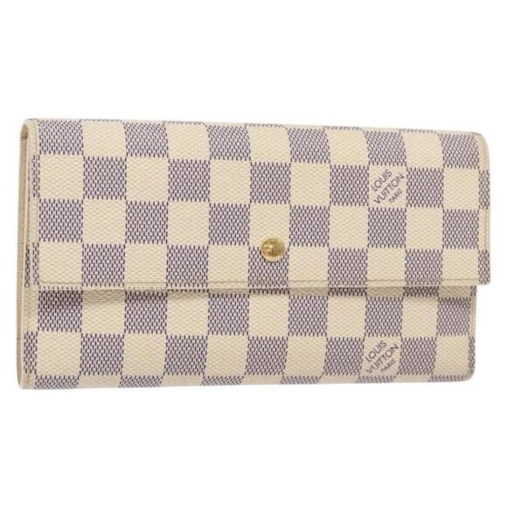 Louis Vuitton Beige and Blue Checkered Wallet